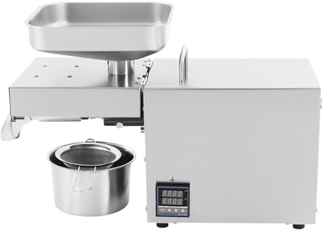 CHIMHOON Elektrische Ölpresse Maschine, 610W Edelstahl Öl Extraktor Sesam Samen, Konstante Temperatur, Heißpress-Ölpresse zum Pressen von Erdnüssen, Sesamsamen, Raps (Ölpresse der ersten Generation)