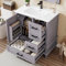 Arhatreya 76 x 46 x 83,5 cm. Mueble de baño de pie con lavabo, lavabo, completamente lacado, estantería para puerta, tres cajones silenciosos, lavabo de cerámica integrado, gris