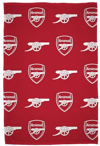 Arsenal FC Officially Licensed Fleece Throw Blanket | Super Soft, Football Combo Design | Warm Super Soft Feel Red Throw | Perfect for Home, Bedroom, Sleepovers & Camping
