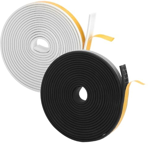 2 rouleaux de ruban d'étanchéité autocollant en mousse, 9 mm x 2 mm, joint fenetre isolation pour porte Résistant aux intempéries anti-collision Isolation acoustique Protection contre le froid