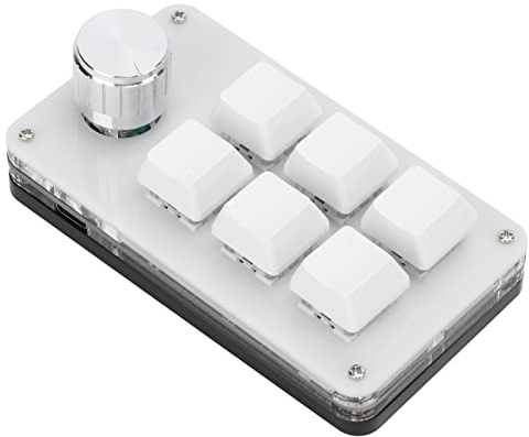Fockety Gaming-Tastatur-MIT 6-Schmecken, Einhänder-Mechanische Makro-Tastatur-MIT (Schwarz-Weiss)