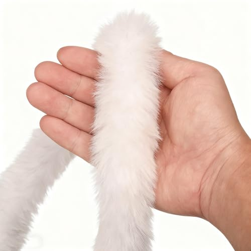 5m Christmas Faux Fur Trimming, White Faux Fur Trim, Artificial Furs Trim Fabric Ribbon Cotton Sewing Trimmings, for Christmas Tree Ribbon Winding Hood Sewing Garland DIY Crafts (3cm)