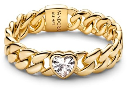 PANDORA Damenring Panzerkette mit Herz Goldfarben 164386C01