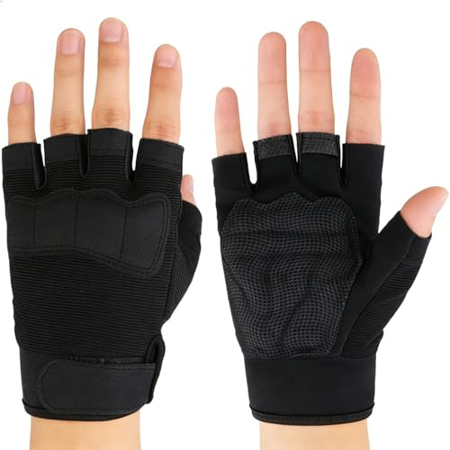 Gants de Cyclisme Enfant Demi-Doigts Gants de VTT Antidérapants Rembourrés pour 12-14Ans Garçons Filles Mitaines Tactiques Sport Respirants pour L'escalade, Le Cyclisme, La Chasse,Patinage À Roulettes