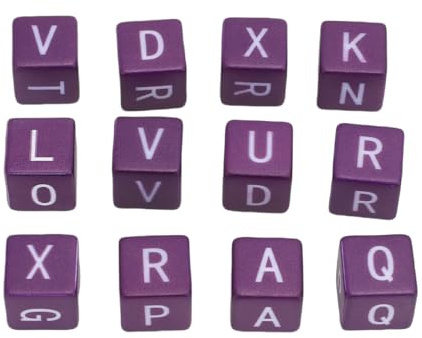 12pcs Englische Buchstaben-Würfel Set, Bildung Wortspiel Würfel Spiel, Schnelles Strategie Spiel für Familie, Party und Reisen