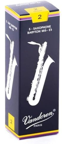 Vandoren SR242 Bari Saxophon-Blätter, Stärke 2, Box mit 5 Stück