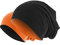 Slouch Long Beanie Strickmütze Wintermütze in 24 Farben (2 in 1 schwarz / neon orange)