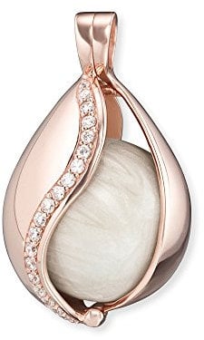 Engelsrufer Himmelsträne Anhänger für Damen mit Perlmutt Klangkugel Rosévergoldet 925er-Sterlingsilber Weiße Zirkonia Größe 32 mm
