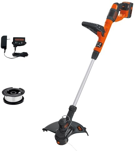 Black+Decker 40V MAX 13 Inch String Trimmer and Lawn Edger with Battery and Charger, Cordless Weed Eater with Charge Indicator, High Torque PowerDrive Technology (LST140C)
