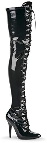 Pleaser Seduce-3024, Damen Ungefüttert Classics Langschaft Stiefel & Stiefeletten, Schwarz (Schwarz (Blk Str Pat)), 40 EU (7 UK)