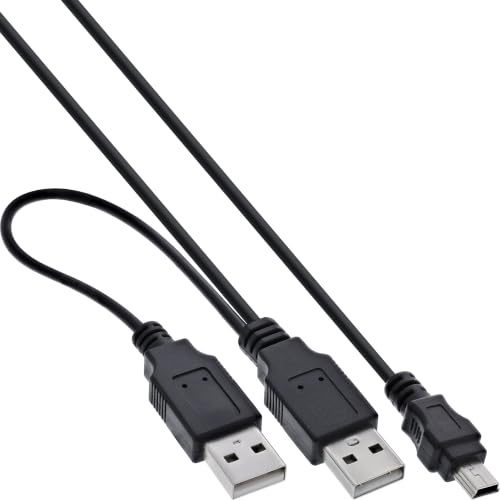 InLine 33107Y USB Mini-Y-Kabel, 2x Stecker A an Mini-B Stecker (5pol.), 1,5m