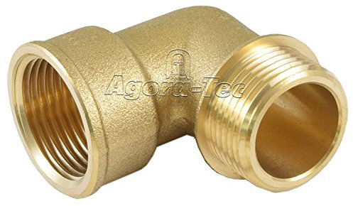 Agora-Tec® Messing Fitting Winkel 90 Grad 1 Zoll IG (30,3mm) auf 1 Zoll AG (33,3mm) Industriequaltät