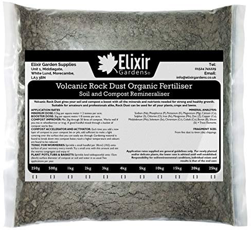 Elixir Gardens | Volcanic Rock Dust | Organic Fertiliser/Re-Mineraliser & Compost Activator | 500g-25kg | Soil Carbon Capture | 1kg | Treats 2sqm