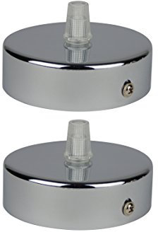 Deckenbaldachin aus Edelstahl mit Chrom finish, 80x25 mm incl. Zugentlastung Klemmnippel (Standard m10 Gewinde) zur Lampenaufhängung an der Decke (Deckenrosette/Baldachin). Anzahl: 2 Stück