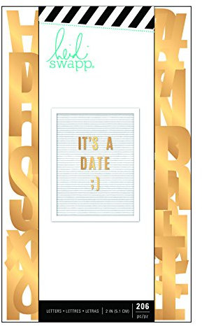 American Crafts 314985 Heidi Swapp 10268595 Schablone zum LETTERBOARD 206piece Alphabet SANS Serif Gold