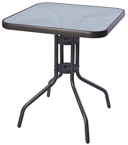 Mojawo Bistrotisch 60x60cm Glas/Metall Anthrazit/Dunkelgrau Balkontisch Glastisch Gartentisch