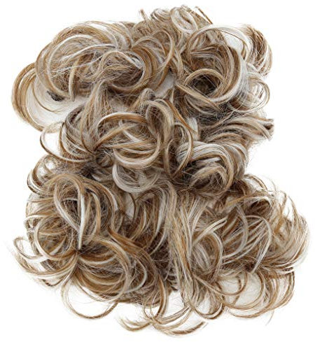 CAISHA XXL Haarteil Haargummi Hochsteckfrisuren Voluminös Gelockt Unordentlich Dutt Hellbraun Grau Mix HW40