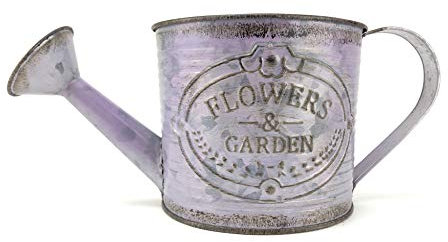 Crispe Blumentopf aus Metall in Gießkannen-Optik - Lila - Durchmesser 13 cm