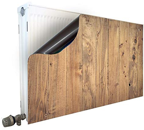 Smagnon Magnet Heizkörperverkleidung, Schnelle & Stylische Heizungsabdeckung ohne Bohren, Heizkörperverkleidung Heizungsverkleidung, Heizkörperfolie, Motiv Holzplanken (60,90)
