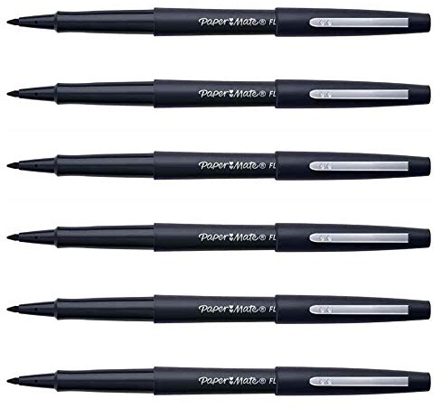 Paper:Mate 6 Stück Filzstifte, Original, Nylon, mittlere Spitze, Schwarz