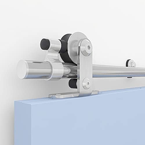WOLFBIRD Stainless Steel Sliding Barn Door Hardware Kit 5FT/152CM for Single Wood Door Heavy Duty Sliding Door Track - T Shape Hanger