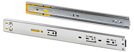 Emuca - Paire de coulisses pour tiroirs 45x400mm, glissières à billes sortie totale avec système push et fermeture amortie, Zingué, Lot de 5