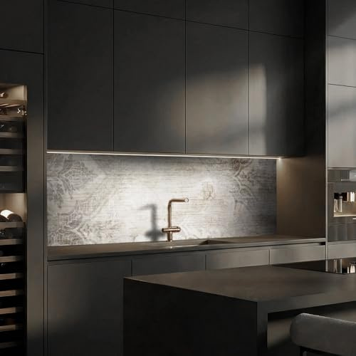 Dedeco Küchenrückwand Motiv: Holz V2, 3mm Aluminium Platte als Fliesenverkleidung Spritzschutz Küchenwand Verbundplatte wasserfest, inkl. UV-Lack glänzend, alle Untergründe, 260 x 60 cm