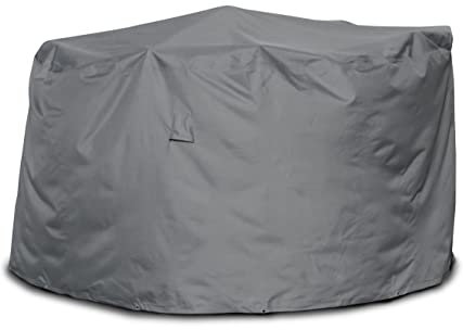 Mehr Garten Housse de Protection pour Salon de Jardin, Table Ronde | Ø 200 x 94 cm | Polyester tissé Oxford 600D, Couleur : Gris