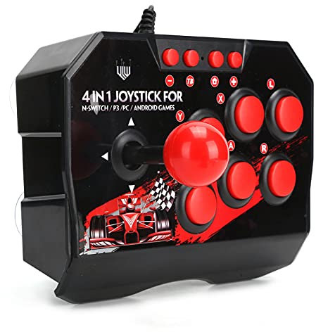 Dilwe Joystick Machine per Switch/PC/PS3, Fight Stick con Porta USB Joystick Cablato Accessori per Giochi Joystick Sferico in Metallo e 6 Pulsanti di Controllo Rotondi