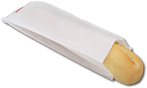 EPOSGEAR 4 x 14 (with 2 side gusset) White Thank You Greaseproof Paper Bags - Ideal for Bread, Baguettes, Batons, Subs, Baked Goods etc (100)