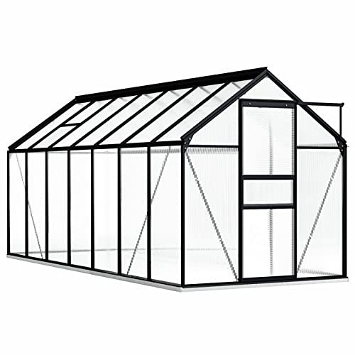 Leepesx Gewächshaus mit Fundamentrahmen, Folientunnel, Treibhaus, Garten Zubehör, Gewächshaustunnel, Treibhaus, Greenhouse, Anthrazit Aluminimum 8,17 m³