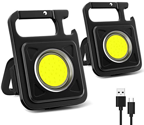 Eletorot Mini Taschenlampen Arbeitsleuchte, Papa Geschenke Cob Schlusselanhänger Arbeitslicht 800LM, Geschenk Vatertag Geschenk für Männer Cooles Gadget, 2 Pack