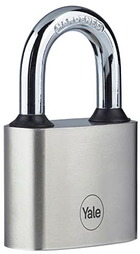 Yale - Candado de disco de hierro Y112/40/124/1 de 40 mm - Chapado en níquel - Grillete de acero endurecido - Resistencia extrema a la corrosión para uso en exteriores