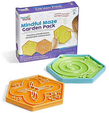 Learning Resources Mindful Maze Garden Pack, Finger Labyrinth for Kids, Mindfulness for Kids, Sensory Play Therapy Toys, Calm Down Corner Supplies, Social Emotional Learning Activities (Set of 2)