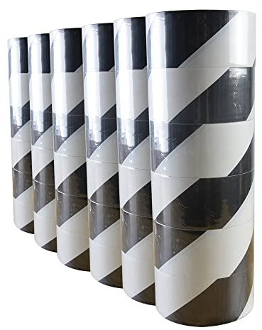ADHES Wasserdicht Warnband, Selbstklebend Warnklebeband, PVC Absperrband, Boden Markierungsband, Sicherheitsband Zur Kennzeichnung Von Gefahrenzonen,Black and white, 50mmx32m,36rolls