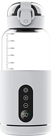 HUIOP Chauffe-Eau portatif,Chauffe-Eau Portable pour Formule bébé Capacité de 300 ML Contrôle précis de la température Batterie intégrée Chauffe-Eau instantané sans Fil Bouilloire électrique pour
