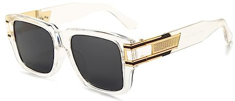 Long Keeper Retro Sonnenbrille Eckig für Herren Damen Klassisch Sonnenbrille Quadratisch Vintage Brille Goldener Rahmen mit UV400 Schutz, 53MM