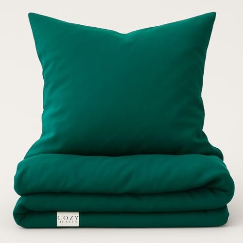 COZY HEAVEN | Luxus Lyocell Bettwäsche (Tencel™) | Gewonnen aus Eukalyptus u.a. | Ultra weich & hochwertig | Hypoallergen | Atmungsaktiv gegen Schweiß | Nachhaltig (200x220 + 2X (40x80), Royal Green)