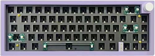 BOYI GMK67-65% Tri-Mode Wireless RGB Mechanical Keyboard Kit - Hot-Swappable Bluetooth 5.0/2.4G/Type-C, EVA Sound Insulation Mat, Customizable (Purple+Knob)