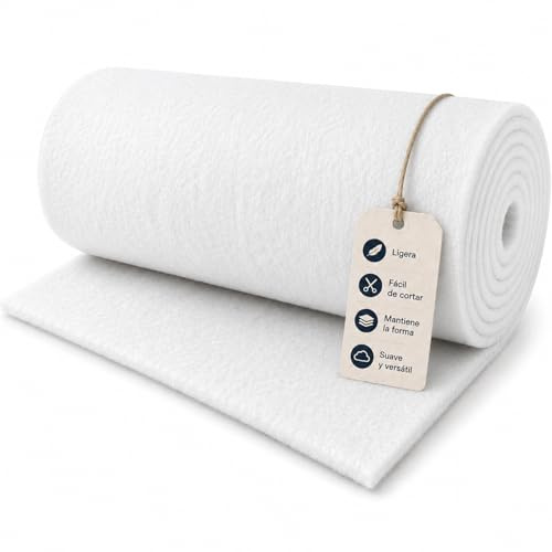 JPstraps Wattierung Meterware (160 cm breit, 50 g/m²) - Mikrofaser-Nappa aus 100 % Polyester für Polster, Kleidung, Kissen und Bettdecken (Weiß 50 g/m², 300 cm x 160 cm)