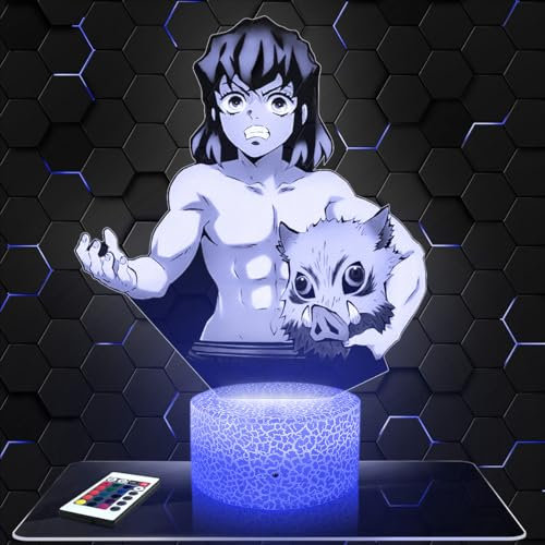 Lampe Manga Inosuke Hashibira deko Zimmer Junge Lampe 3D Manga Inosuke Hashibiraobjekt Manga Cartoon Anime Geschenk gedämpftes Licht Nachtlicht deko Büro. Eigenartig Geschenk Weihnachten Teenager TOP