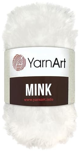 Frida's Wollhaus YarnArt 50 g Mink Fransengarn Plüschgarn Flauschgarn Effektgarn 20 Farben (345 | Weiß)