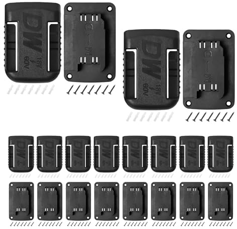 20pas Tool Holders and Battery Holder for Dewalt 20v Wall Mount Hanger Battery Drill Tool Storage Shelf for Milwaukee M18 (Black)