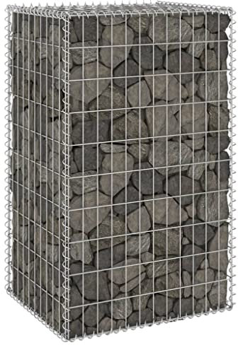 Tino Tech Mur de gabion en acier galvanisé, 60 x 50 x 100 cm, argenté, panier à pierres, paniers, gabions, clôture, mur de jardin, gabion, grillage