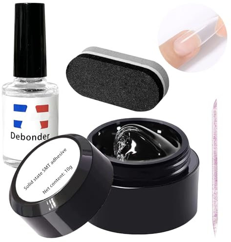 IKKAB Nail Glue Gel,Nagelkleber Gel Nail Glue Extra Stark Nagel Klebegel mit Nagelkleber Entferner Feilen Kristallstab