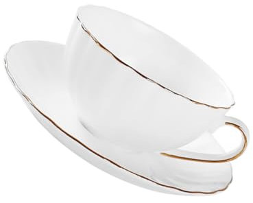 MAGICLULU 1 Jeu Thé De L'après-midi Tasse De Café La Tasse De Bureau Tasses En Porcelaine Tendre Tasses à Thé Chinoises Tasses Demitasse Céramique Décorer Blanche Contour En or