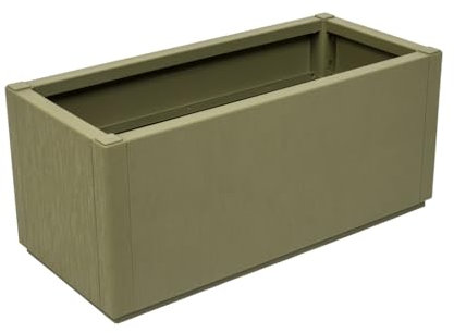Kreher® XL Pflanzkasten Blumenkasten im Struktur-Design aus Kunststoff Maße BxTxH in cm: 80 x 36 x 36 cm. (Olivgrün)