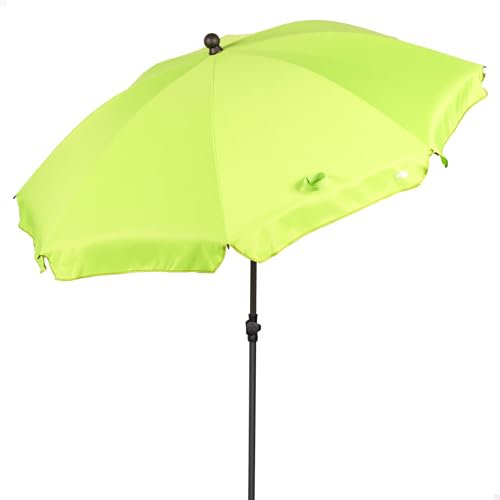 AKTIVE Sombrilla playa grande, 200 cm, Color verde, Mástil acero, Inclinable y regulable en altura, Tejido poliéster, Protección UV30, Sombrillas grandes, Incluye funda transporte con asa (62333)