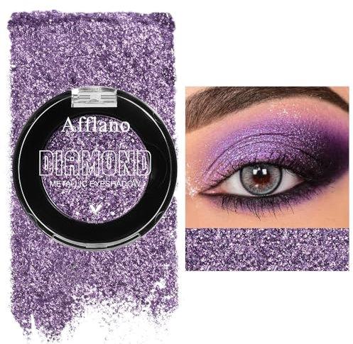 DE'LANCI Lila Glitzer Lidschatten für Highlighter Make-up,Schimmernde Metallische Lidschatten Wasserfest,Lang anhaltend,Glitzer-Augen Make-up kreieren,Vegan & Tierversuchsfrei,Talkumfrei #7H