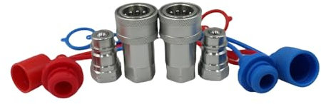 Hydraulischer Schnelltrennkupplungs-Kugelhahn, 1,27 cm Ag ISO5675, Karbonstahl, Pioneer-Typ mit roter und blauer Staubkappe, 2 Stück